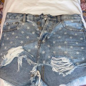 Denim star shorts